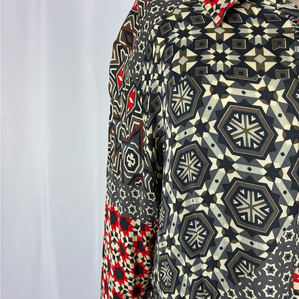 Johnny Was Size Large Black BOHO. Maxi Dress with Red Accents - Picture 3 of 5